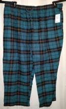 NWT MENS SONOMA BLACK &amp; TEAL PLAID FLANNEL PAJAMA PANT W/ POCKETS  SIZE 4XB - £21.97 GBP