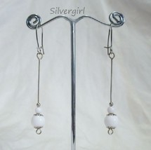 Dangling Stick Crystal/Glass Earrings White Jade - £9.59 GBP