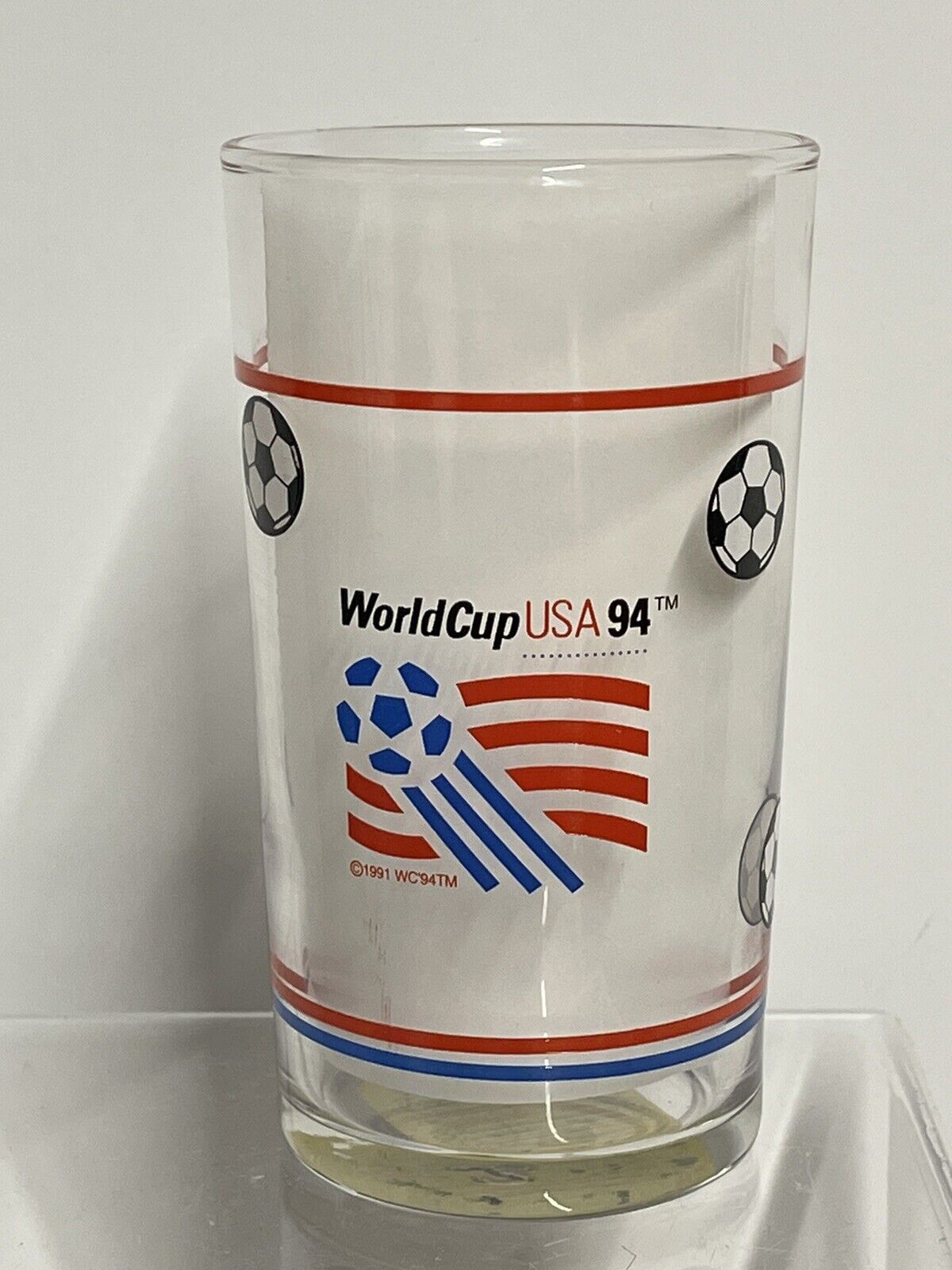 Primary image for Vintage World Cup USA 1994 Soccer Glass Cup Dog Height 4-3/4" Clear