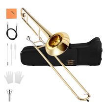 Bb Tenor Slide Trombone For Beginners Students, B Flat Brass Plated Trom... - £259.67 GBP