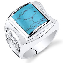  Men's Sterling Silver Simulated Turquoise Centurion Ring - $98.99+