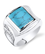  Men&#39;s Sterling Silver Simulated Turquoise Centurion Ring - £77.68 GBP+
