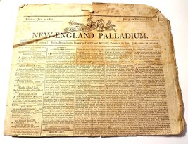 RARE Antique - The Mercury and New-England Palladium Newspaper, 1801 - £33.54 GBP