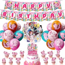 94 Pcs Axolotl Birthday Decorations Party Supplies Axolotl Cupcake Toppers Ballo - £29.00 GBP