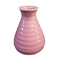 IKEA Pink Ceramic Bud Vase Ribbed Textured Pattern  4&quot; tall - £10.84 GBP