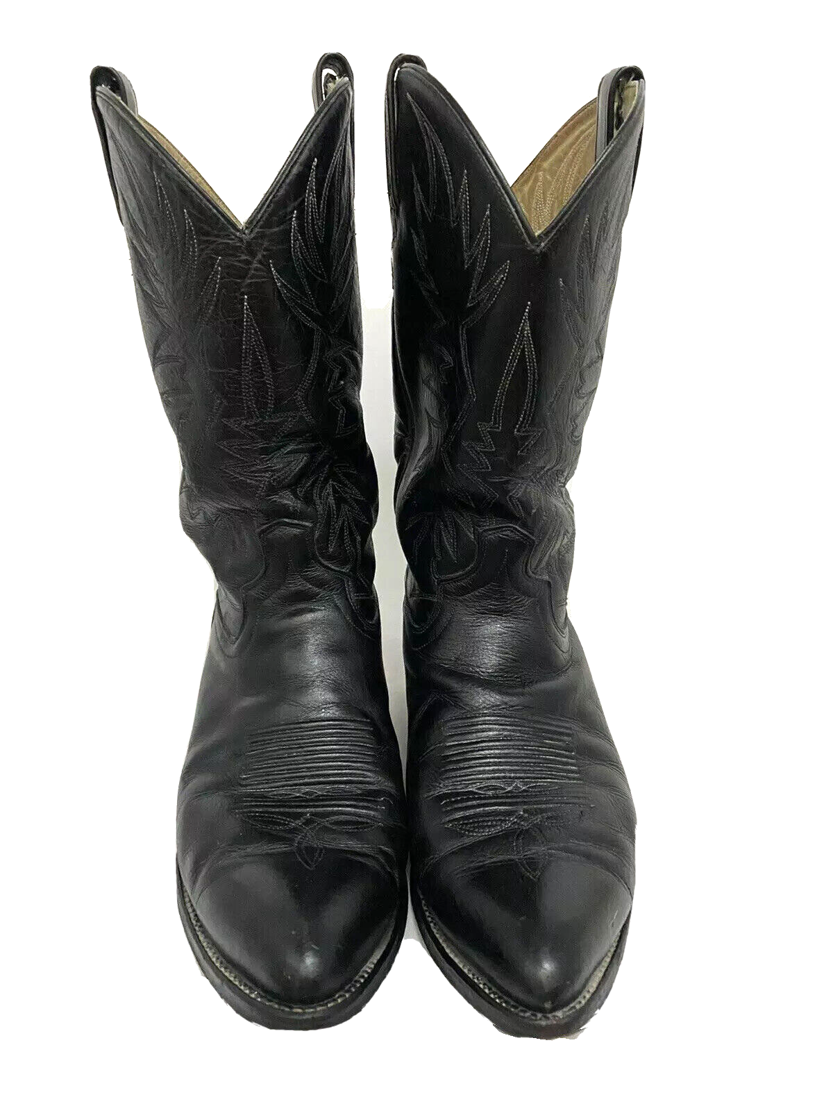 Primary image for Dan Post Mens Black Leather Cowboy Western Country Rodeo Boots US 8.5 Pull On