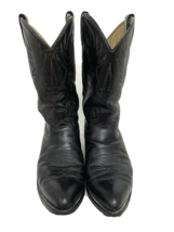 Dan Post Mens Black Leather Cowboy Western Country Rodeo Boots US 8.5 Pull On - £77.89 GBP