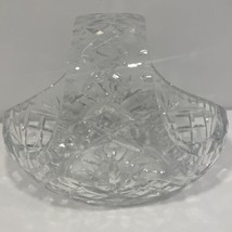 Vintage Lead Diamond Crystal Glass Fruit Candy Basket Bowl Handled 7&quot; x 8&quot; x 5&quot; - £10.97 GBP