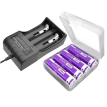 Galaxy 4 Pack Battery For 3.7V 3600Mah Flat Top Battery, Rechargeable, 2 Bay Usb - £46.90 GBP