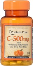 Puritan&#39;s Pride Vitamin C-500 Mg With Bioflavonoids &amp; Rose Hips Taplets, 100 Cou - £16.71 GBP
