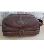 FOSSIL - Men&#39;s Dark Brown Leather Shave Kit Toiletry Wash Bag Vintage U5 - $29.69