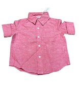 Janie and Jack Linen Blend Boys Button Front Shirt Red Size 6-12 months New - $280.60 MXN