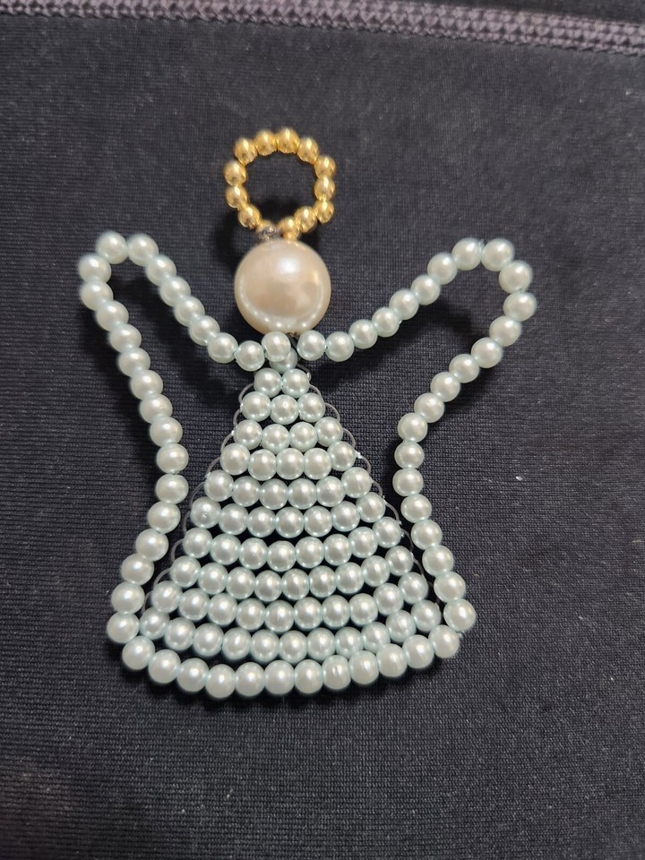 Lovely 3" Handmade Faux White Pearl Bead Angel Ornament Item image 2