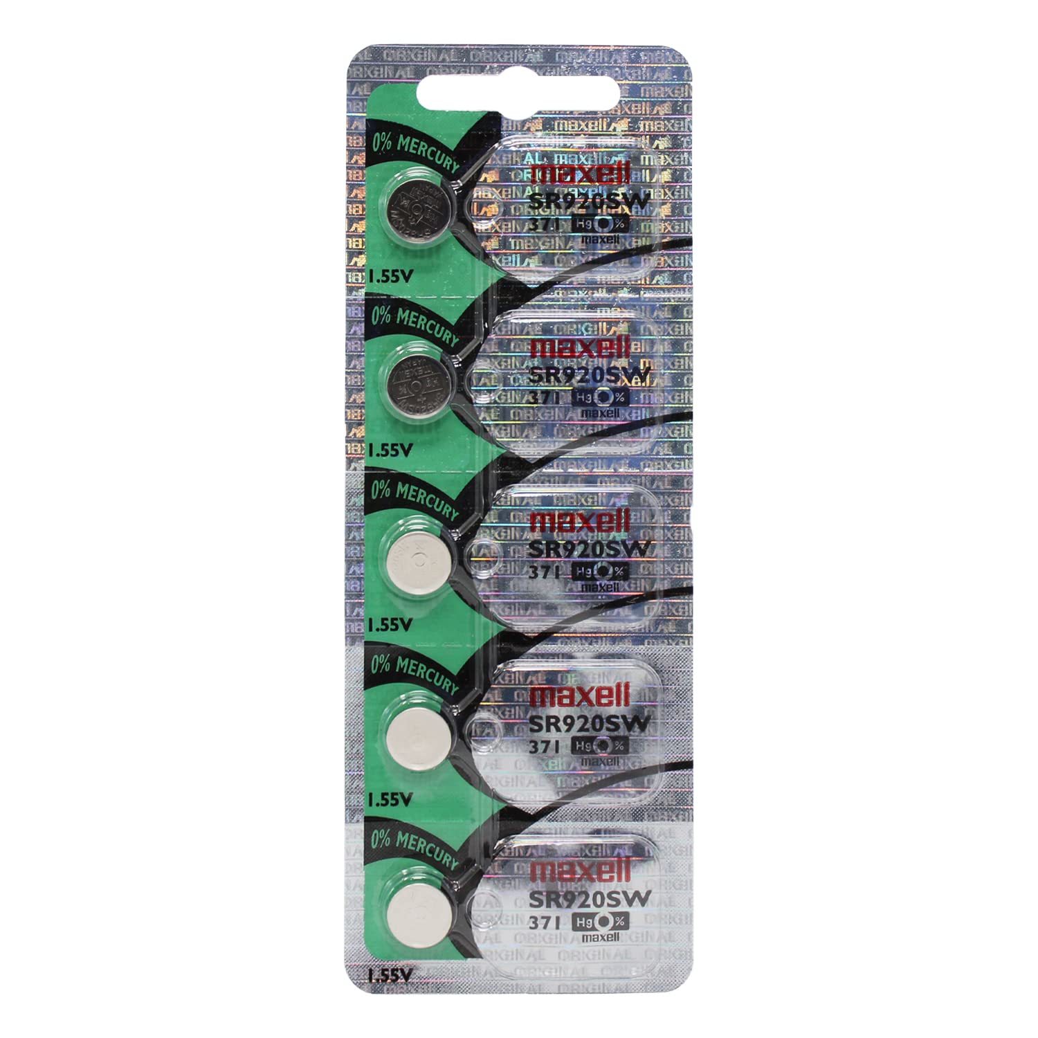Maxell SR920SW, 371 , 1.55V Alkaline Button Cell - 5 pieces for Watch  Battery - Maxell 