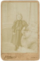 Circa 1890&#39;S Cabinet Card Adorable Girl Victorian Dress Curls J Barry Oxford, Pa - £7.47 GBP