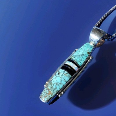 Bisbee Turquoise Opal Onyx Sterling Silver 925 Deco Ornate Chain Necklace 16" in Item image 12
