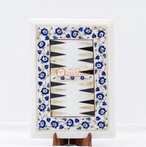 Top White Marble Backgammon Table Indoor Best Game Handmade Multi Stone Arts Top - £646.14 GBP