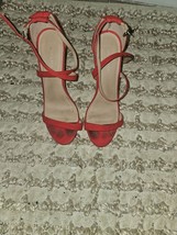 New LOOK Red Suede Strappy Sandals Size 8 EU 42 Express Shipping - £8.89 GBP