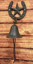 Cast Iron Rustic Vintage Western Star Horseshoe Door Wall Dinner Yard Bell Decor - £23.16 GBP