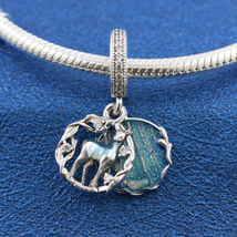 925 Sterling Silver HP Patronus Dangle Charm with Blue Enamel and Clear Zirconia - £14.59 GBP