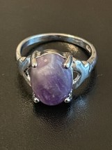 Size 8.5 Purple Amethyst S925 Silver Plated Women Statement Ring  - £11.66 GBP