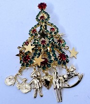 Signed Vintage Kirks Folly Toyland Rhinestone Christmas Tree Brooch LE 74/500 - £98.08 GBP