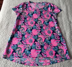 Lilly Pulitzer Etta Scoop Neck Top Short Sleeve Pink Multicolored Size S... - $27.98