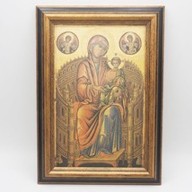 Byzantin 13th Siècle Madonna &amp; Enfant sur Un Courbé Trône Encadré Imprimé - $108.43