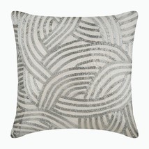 Ivory Throw Pillow Cover, Silver Abstract 16&quot;x16&quot; Linen, Silver Chains - £36.01 GBP+