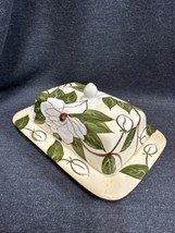 Ceramic Pottery Butter Dish 7”x5” Hollywood Casino Excellent Magnolias - £7.73 GBP