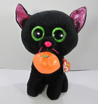 Ty Halloween Beanie Boos 9&quot; Medium POTION Black Cat Pumpkin Plush Toy He... - £10.72 GBP