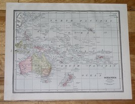 1890 Antique Map Of Oc EAN Ia German Colonies Australia Hawaii Guam Pacific - $25.43