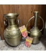 Colors Of The Bazaar Vintage Brass Etched Aladdin Style Vase Jug - $88.88 CAD