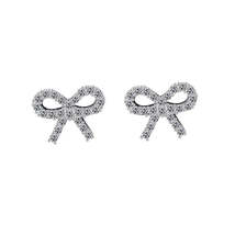 Delicate Rhinestone Bowknot Earrings AAA Cubic - £6.00 GBP