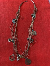 VTG NATIVE AMERICAN 925SILVER NECKLACE, TURQUOISE  CHATMS - $179.00