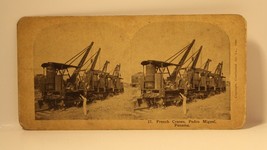 Vintage Stereoview Card French Cranes Pedro Miguel Panama 1906  - £3.93 GBP