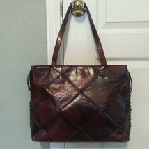 Rolf’s Quilted Brown Genuine Leather Handbag Purse Shoulder Bag Tote Bag - £57.99 GBP