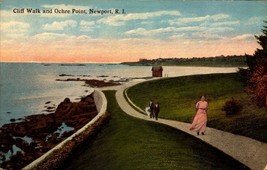 Vintage C.T. Photochrom POSTCARD- Cliff Walk &amp; Ochre Point, Newport, Ri BK56 - £4.28 GBP