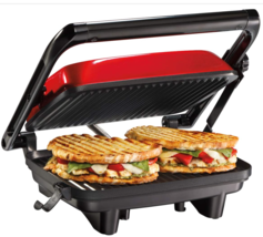 Hamilton Beach Electric Panini Press Grill Nonstick with Locking Lid  Opens 180° - £39.95 GBP