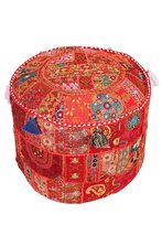 Indian Patchwork Round Ottoman Pouf Cover Decorative Floor Pillows Decor Cushion - £16.66 GBP+