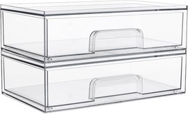 Vtopmart 12.1&#39;&#39;W Clear Stackable Storage Drawers,2 Pack, Desk Organization - £24.97 GBP