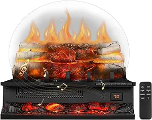 Electric Fireplace Log Heater,20&quot; Fireplace Inserts With Crackling Sound... - £203.06 GBP