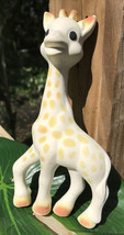  Vtg Giraffe 7&quot; Blow Mold Rubber Squeak toy White Yellow Orange as found loved - £12.39 GBP