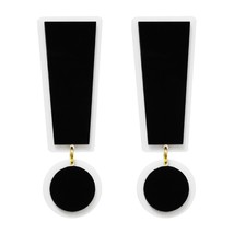Symbol Exclamation Point Drop Earring for Women Super Large Big Black White Acry - £7.70 GBP