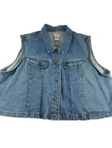 Vintage The Avenue Denim Vest Womens Size 26/28 Cotton Blue Jean Button ... - $18.81