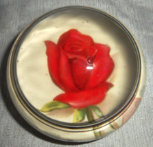 Paperweight Red Budding Rose Paper Photo Image Round Dome 3&quot; Dia Felt Ba... - $19.99