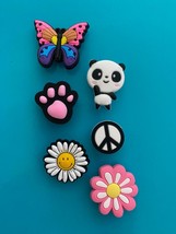 6 Shoe Charm Flower Panda Paw Butterfly Button Pin Accessories Compatibl... - £10.11 GBP