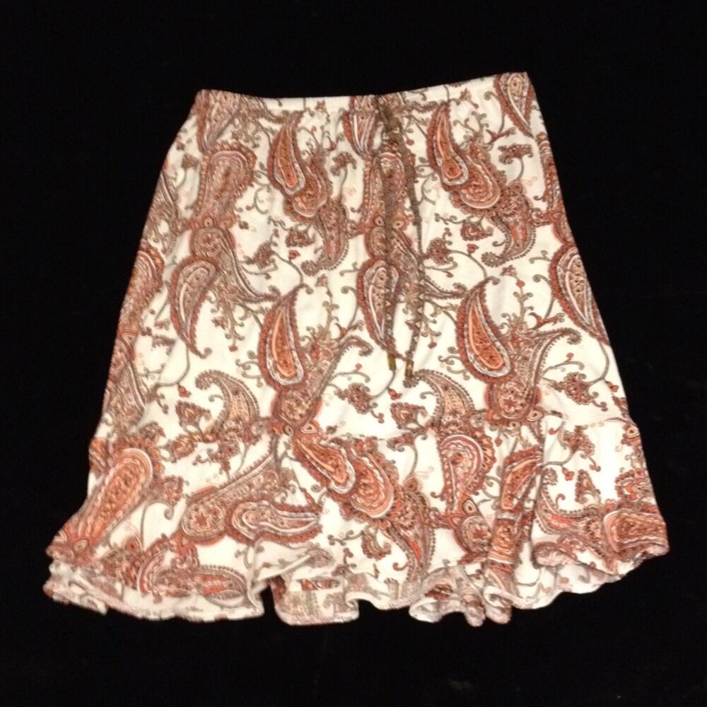 Primary image for MICHAEL KORS Women's Skirt Brown White Floral Paisley Stretch Below Knee Size S