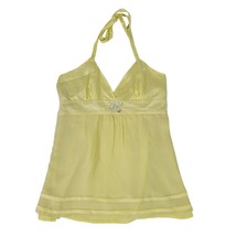 Intuitions Anthropologie Yellow Jewel Embellished Silk Tank Top Size Medium - £17.20 GBP