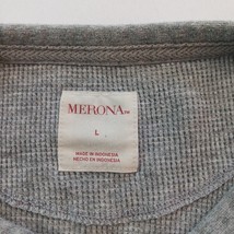 Merona 4-Button Henley Men's Gray Cotton Blend T-Shirt Long Sleeve Size Large image 3